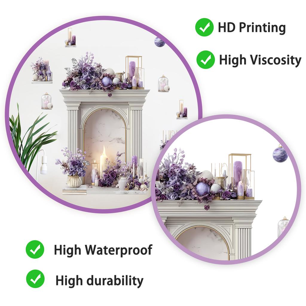 Decorative Floral Arch Wall Sticker Self-Adhesive Removable for Bedroom Living Room Study Background Home Decor