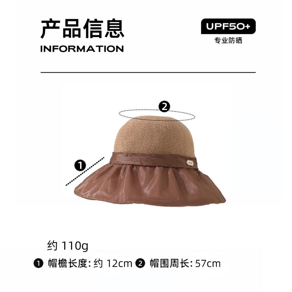 Spring and Summer New High-end Organza Eaves Sunscreen Face Bucket Hat Women's Outdoor Beach Sun Hat