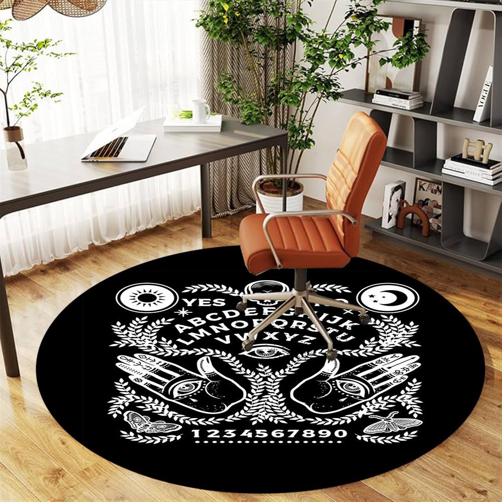 1PC Ouija Board Palmistry Esotericism Round Chair Mat Area Rug - Non-Slip, Floor Mat for Office, Bedroom, Home Decor Christmas Gift C0528112