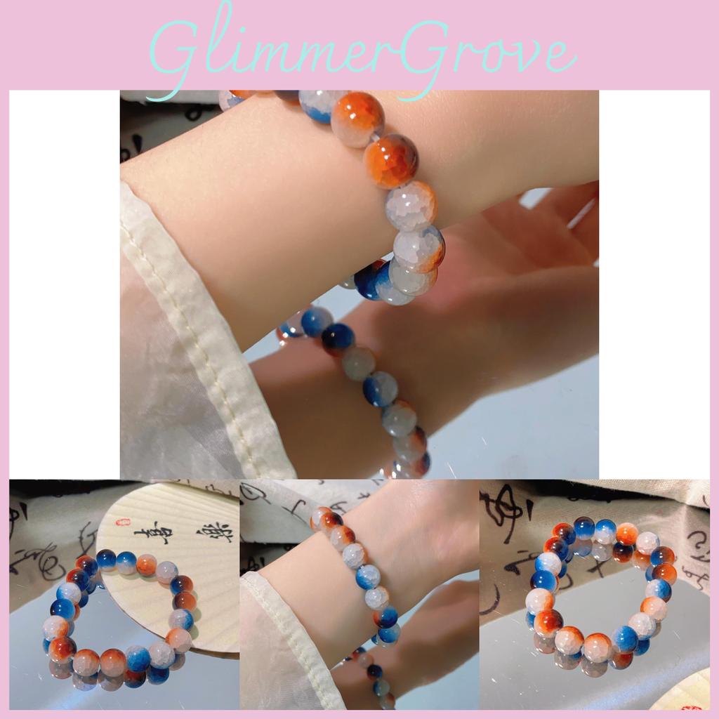 Chinese Modern Style Handmade Bracelet With Deep Sea Glass And Blue Tiger Eye Stones