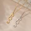Lemegeton Long Tail Cute Cat Charm Pendant Necklace for Women Girls Animal Kitten Stainless Steel Necklace Jewelry Gift
