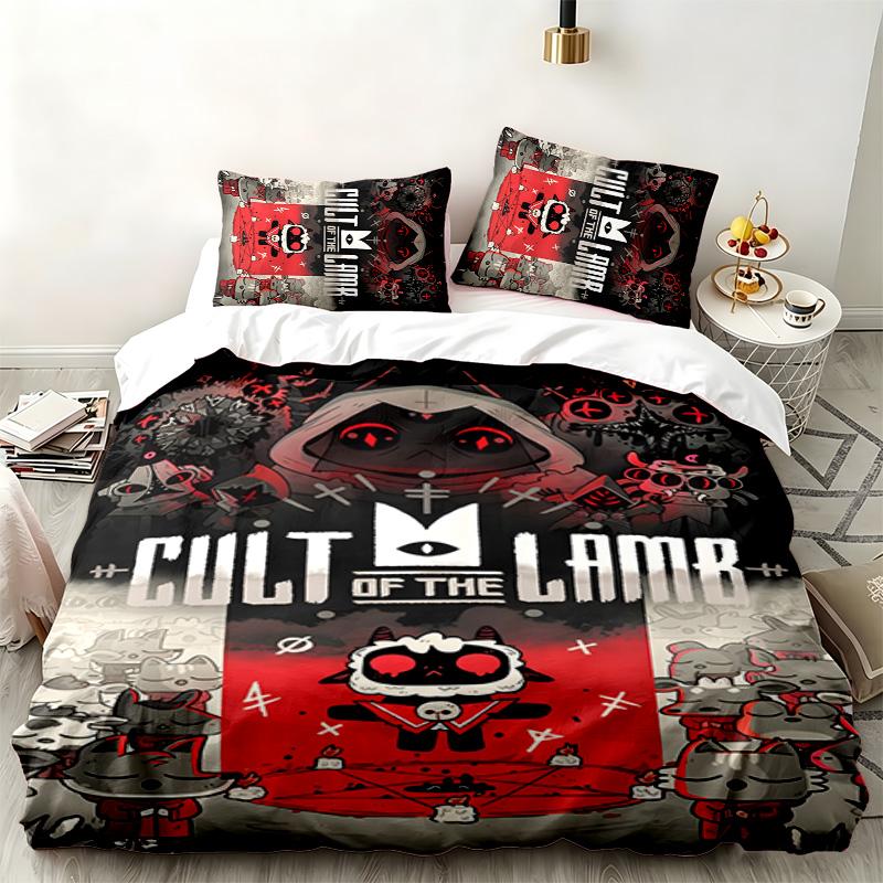 Cult of the Lamb 3pc set Perfect for bedroom use Comfortable bedding set includes a duvet cover and two pillowcases Ideal birthday or Christmas gift