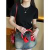 High Quality T-Shirt Women's Short Sleeve Summer Crew Neck Basic Versatile Front Shoulder Sweet Top