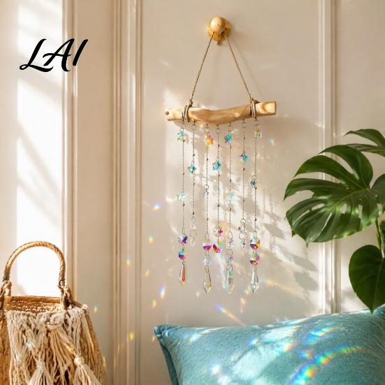 Crystal Wind Chime Pendant Glittering Sun Catchers with Long Sophisticated Room Decor Tassel Hanging Ornament for Living Window Unique Housewarming