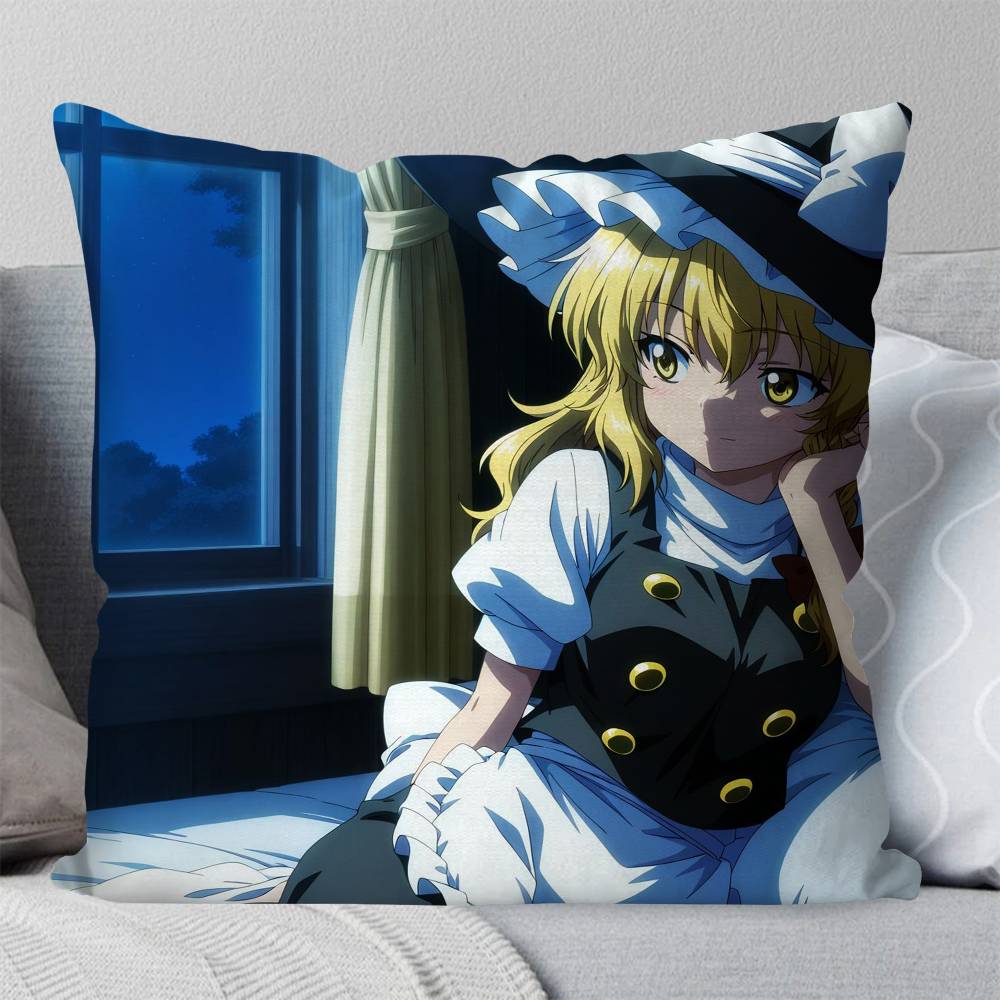 Marisa Kirisame Comic Game Touhou PProject Pillow Case Fashion Square Pillowcase Bedroom Sofa Room Ins Decoration Leisure