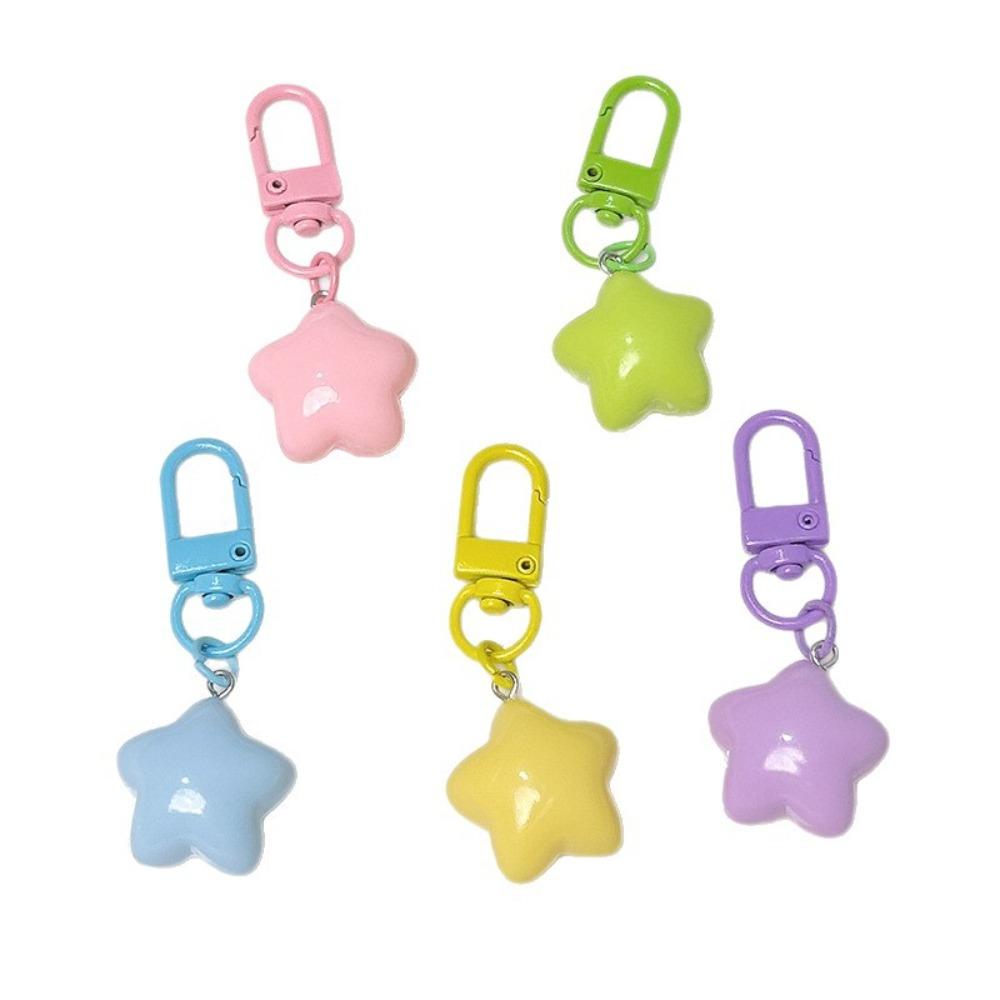 

5pcs Resin Chubby Star Keychain Pentagram Backpack Pendant Friendship Stars Keychain Girls Gifts 5pcs lightless