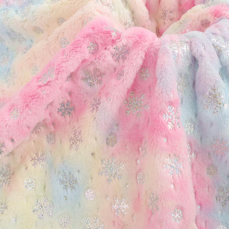 Snowflake Velvet Plush Toys & Accessories Fabric with Tie-Dye and Silver Highlights