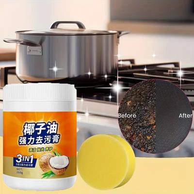 Creme Limpador de Gordura Pesada para Cozinha, Removedor de Manchas, Manchas Difíceis de Remover, Ferramentas de Limpeza de Cozinha