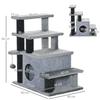 Adjustable Cat Steps, with House & Hanging Toy Ball - Grey