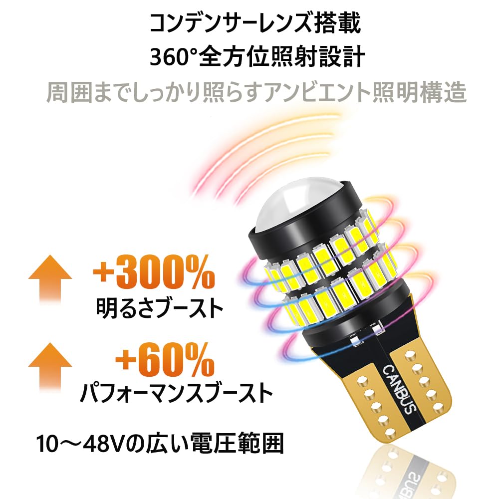 Zwei T10 LED Weiße Glühbirnen mit 36 LEDs und 1 LED Kompatibel mit einem weiten Spannungsbereich von 12V bis 48V Geeignet für Auto Ohne toten Winkel W5W Eingebaut
