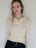Elssibeui Soft Chevron Collar Knit_Cream