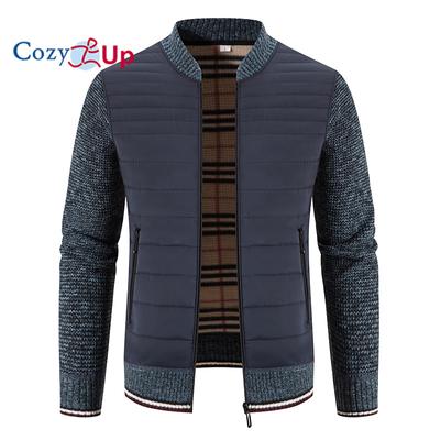 Herren-Winterjacken mit langen Ärmeln, neu bestickter Stehkragen und Fleece-Strick, schmale Passform