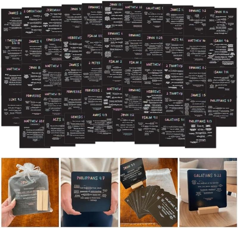 Křesťanské karty s verši Mapované karty s biblickými verši Sada se stojánkem Denní Bible Karty s paměťovými verši Studijní karty s biblickými verši