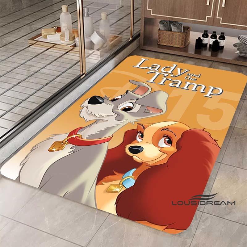 Cartoon Lady and the Tramp rug, suitable for bedroom, living room and other home décor, fluffy square rug, soft area rug, play