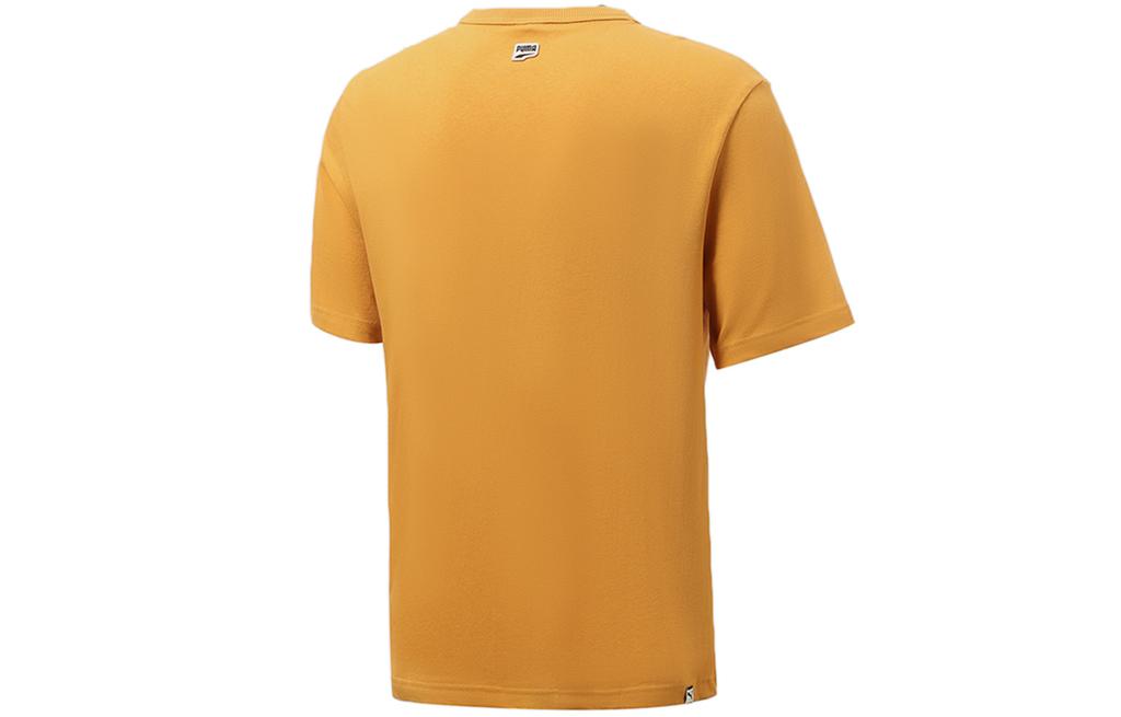 PUMA Downtown T Shirts Men's Orange Crew Neck Moderate Straight Fit 533042-37