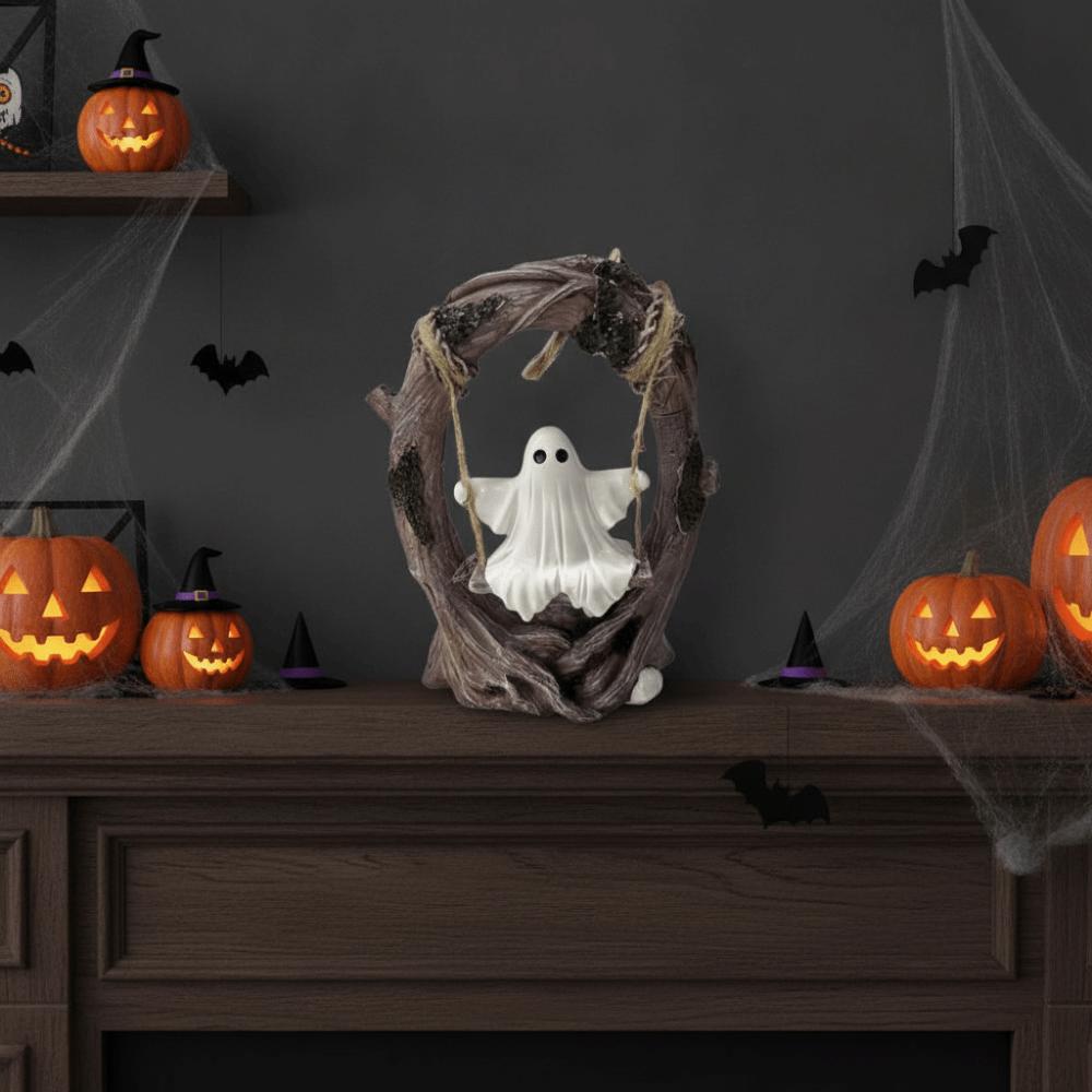Cute Halloween Ghost Sculptures Funny Swing Ghost Decorations Tree Hanging