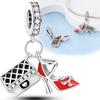 Charms Copper High Heels And Evening Bag Pendants Fit Charms Plata Original Bracelet Women Jewellery Making Fine Gifts