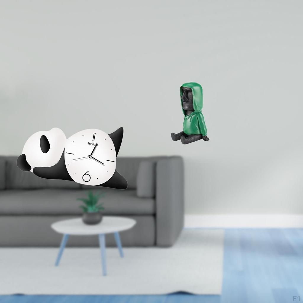 Panda Island Head Wall Clock Modern Cute Moai Statue Decor Practical Sturdy Home Sculpture for