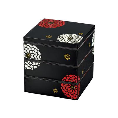 Tatsumiya Hyakuka 18.0 Takumi Three-Tiered Box, Black, Size: Approx. W18 D18 H19.5 54868