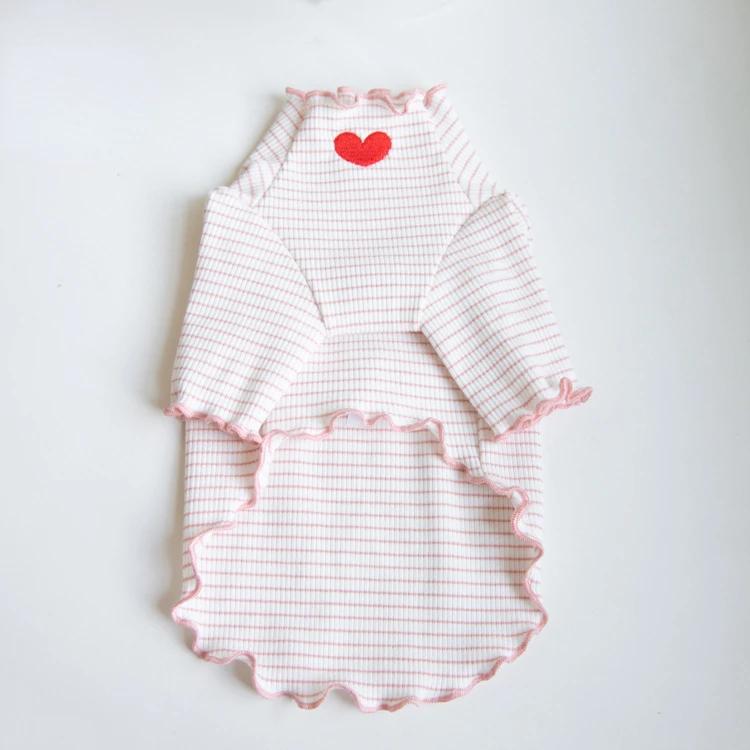 Autumn Winter Love Embroidered Stripe Bottom Shirt Cute Home Print Tank Top Pet Clothes Dog T-shirt Puppy Clothes Cat Clothes (WHITE,XS(old)) белый