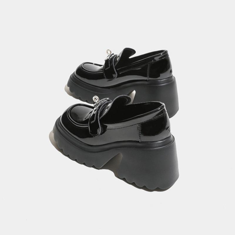 Black One Shoes Multi-Wear Small Leather Shoes Women's New Hundred Velcro British Style Small Leather Shoes