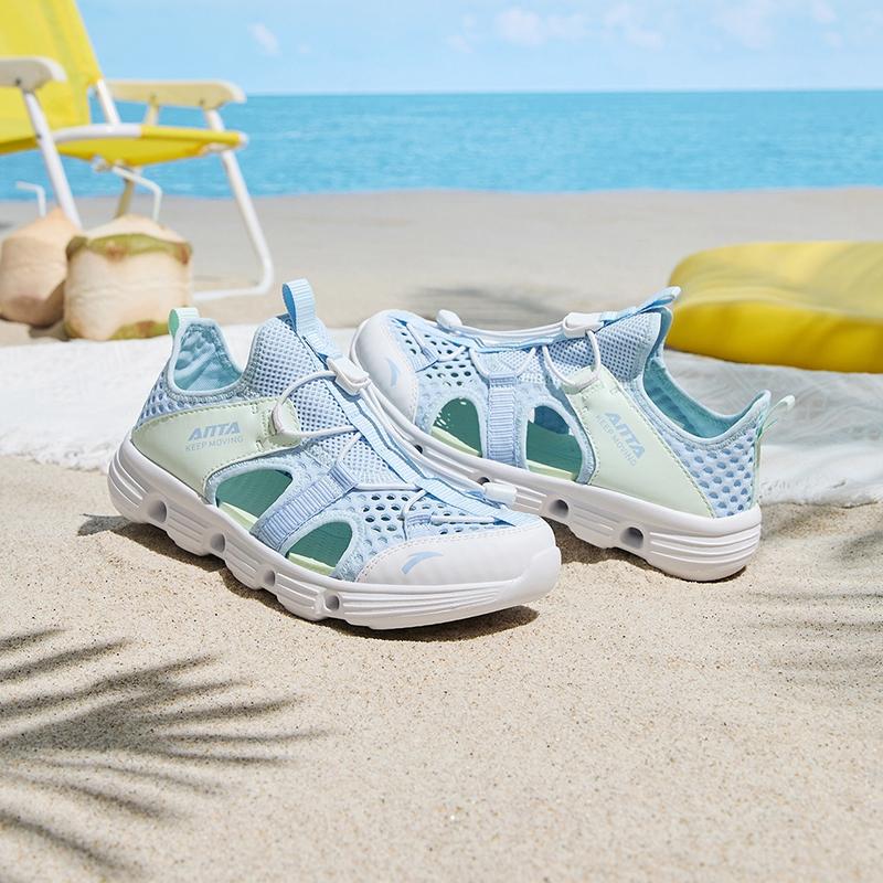 Anta Kids Synthetic Leather Fabric Trendy Comfortable Versatile Outdoor Sports Casual Beach Shoes Kids Shoes Blue Green A322426906-4