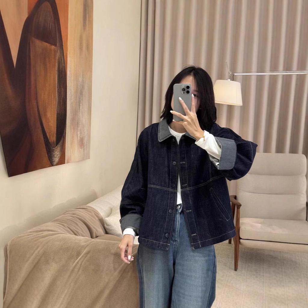 Women's Retro Patchwork Washed Denim Jacket - Spring 2025 Fashion, Loose Casual Top
