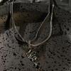 Silver Snake Double-Layer Water Drop Necklace: Cool, Spicy Sweet Girl Style Choker for Women