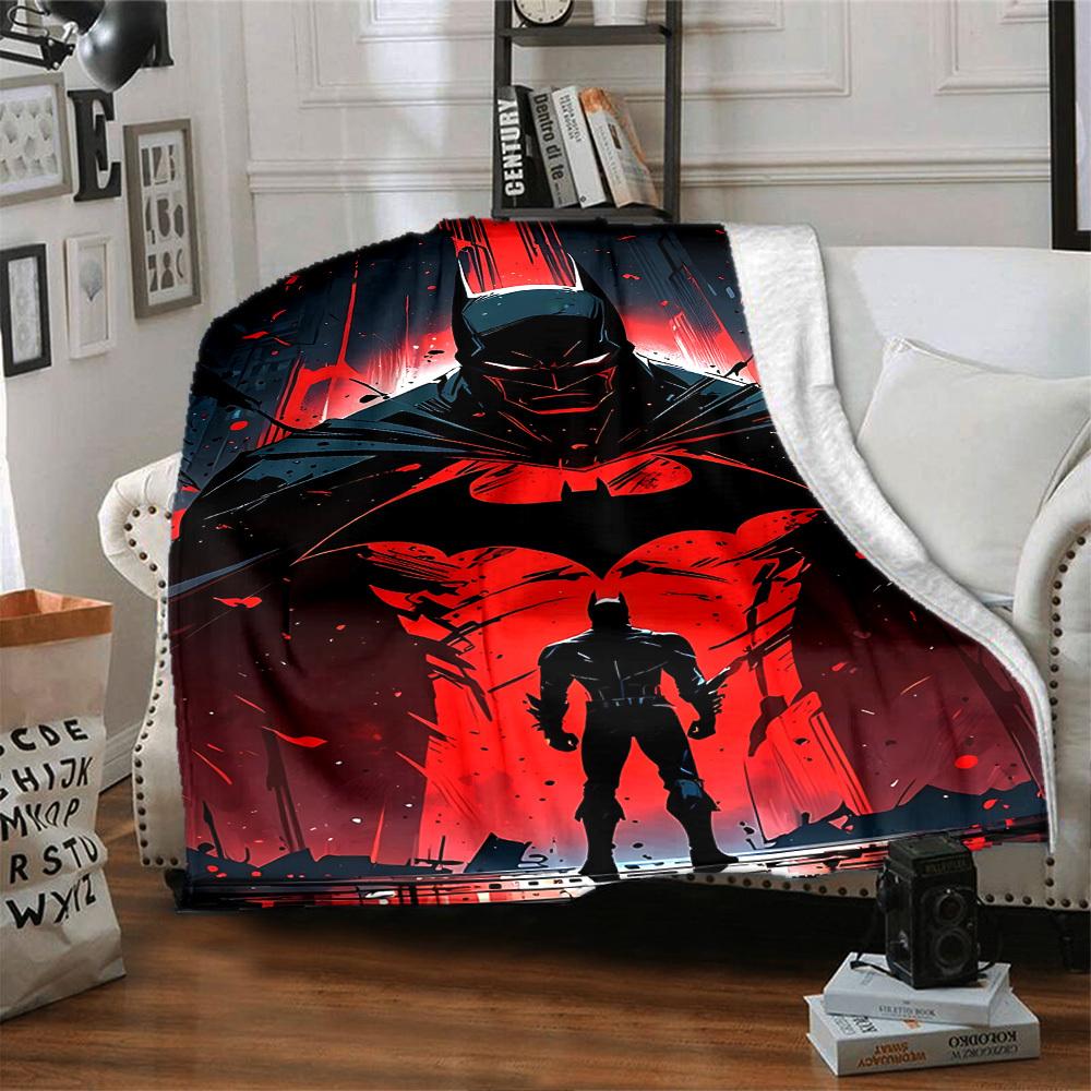 1pc Batman Red Flannel Blanket Soft Warm Throw for Home, Office, Travel, All Season Cozy Bedding Gift, Office