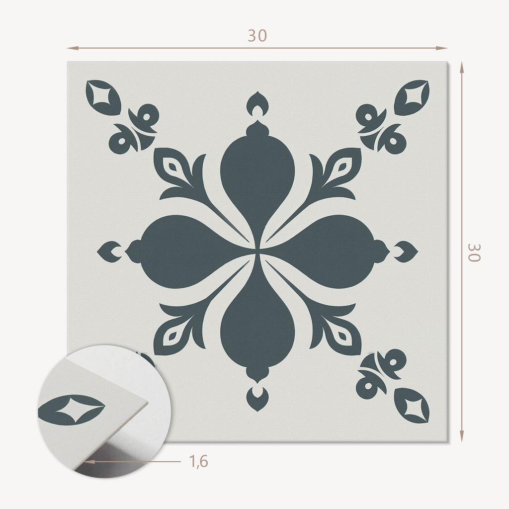 Paczka Kafelków Winylowych Z Motywem Do Kuchni Salonu Ornamentalny Wzór Z Liśćmi 9X30X30 Cm