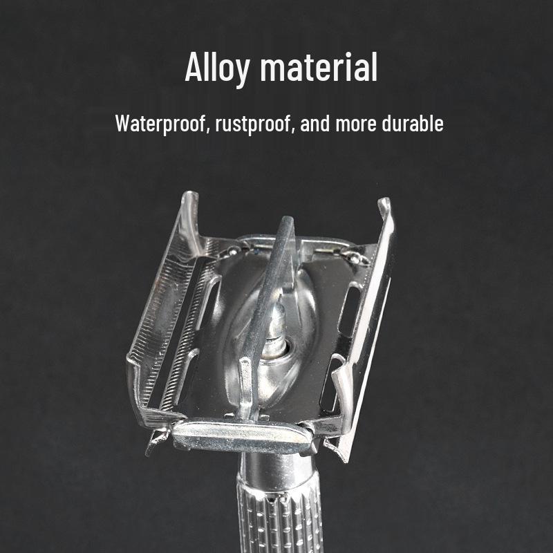 All-Metal Men's Double-Sided Manual Razor with Stand