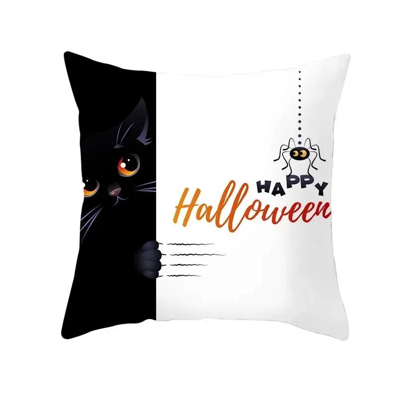 Halloween decorative cushion funny cat pillow sleeve is suitable for home living room sofa waist cushion bedroom decoration