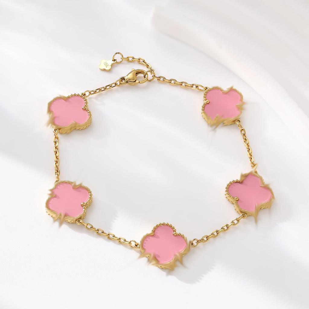 Lucky Four-leaf Clover Bracelet 18K Double-sided Mother-of-pearl Fashion Light Luxury High-end Ladies Bracelet