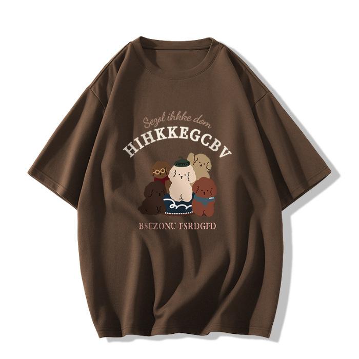 Cotton pudding dog short-sleeved t-shirt women's new casual summer loose design niche half-sleeved top