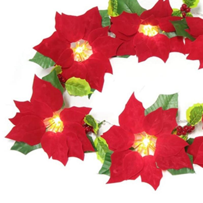 Christmas Flowers Garland String Lights Xmas Tree Ornaments Indoor/Outdoor Party Decor Christmas Decoration Navidad