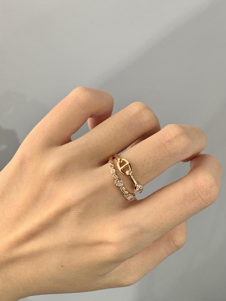 Hochwertiger, vergoldeter Diamant-Pagodenring im H-Stil – Vielseitiges Modeaccessoire im europäischen und amerikanischen Stil