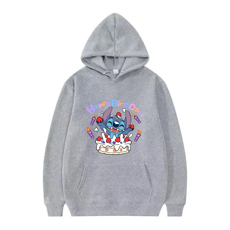 Disney Stitch Pattern Women Hoodies Fashion Sporty Y2k Loose Grey Tops Clothing Pullovers Ladies Cheap Hoodies Sweatshirts