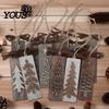 Indoor Xmas Tree Trims Wooden Christmas Pendant with Lanyard, Double Layer Solid Wood Party Supplies Hanging Ornament, Bow Decor for Holiday