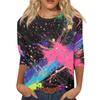 Women's Fashion Casual Seven Sleeve Printed Round Neck T-Shirt Top