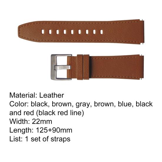 Watch Band Soft Replacement 22mm Faux Leather Watchband Strap Bracelet for Huawei GT/GT2