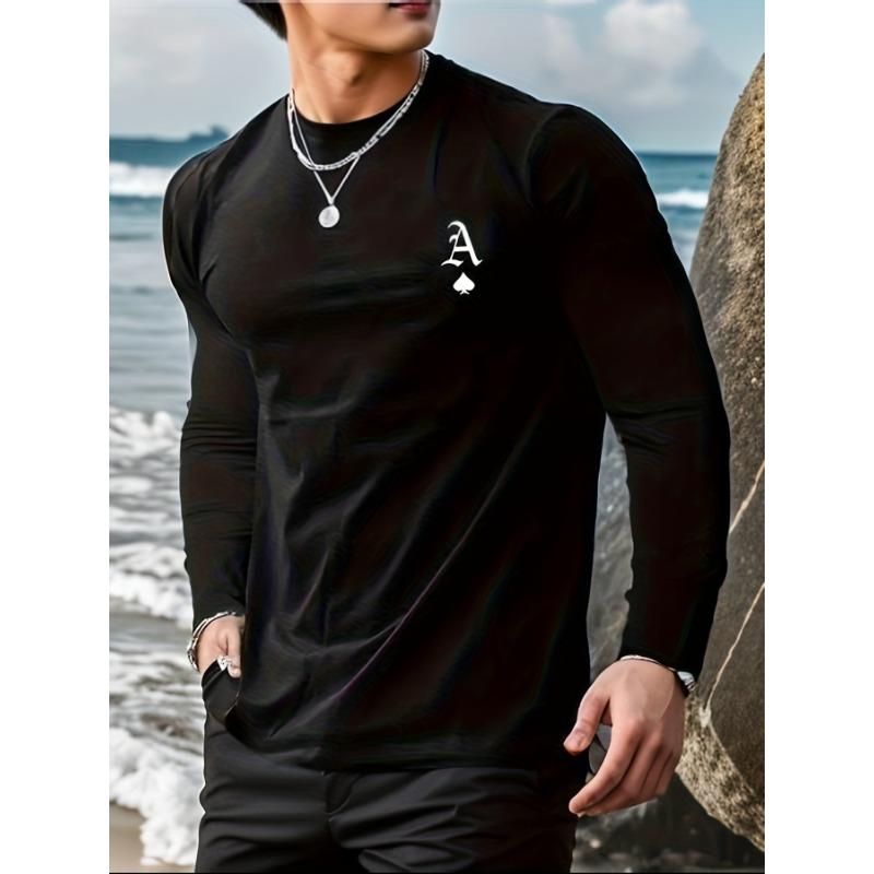 

Men s Simple Style Casual Letter Print Long Sleeve T-Shirt S