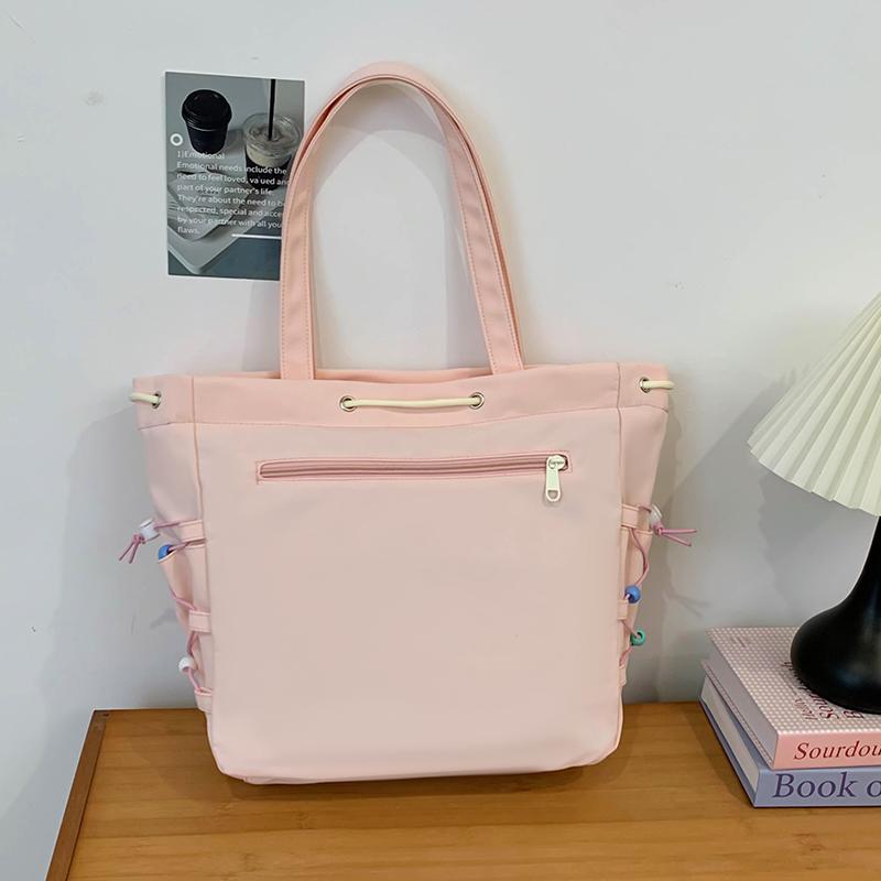 Student Class Shoulder Bag Girls Nylon Bag Color Contrast Large Capacity Tote Bag