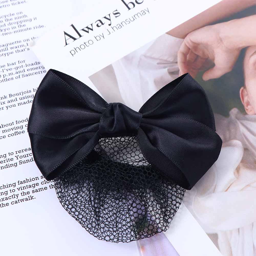 Satin Bow Hair Clip Hotel Ponytail Clip Women Spring Clips Korean Bun Snood Hairgrips Cover Net