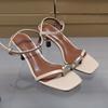 Summer Women's High Heeled Sandals  Trend Open Toe Elegant Suquare Toe Office Ladies Shoes Buckle Strap Female Footwear