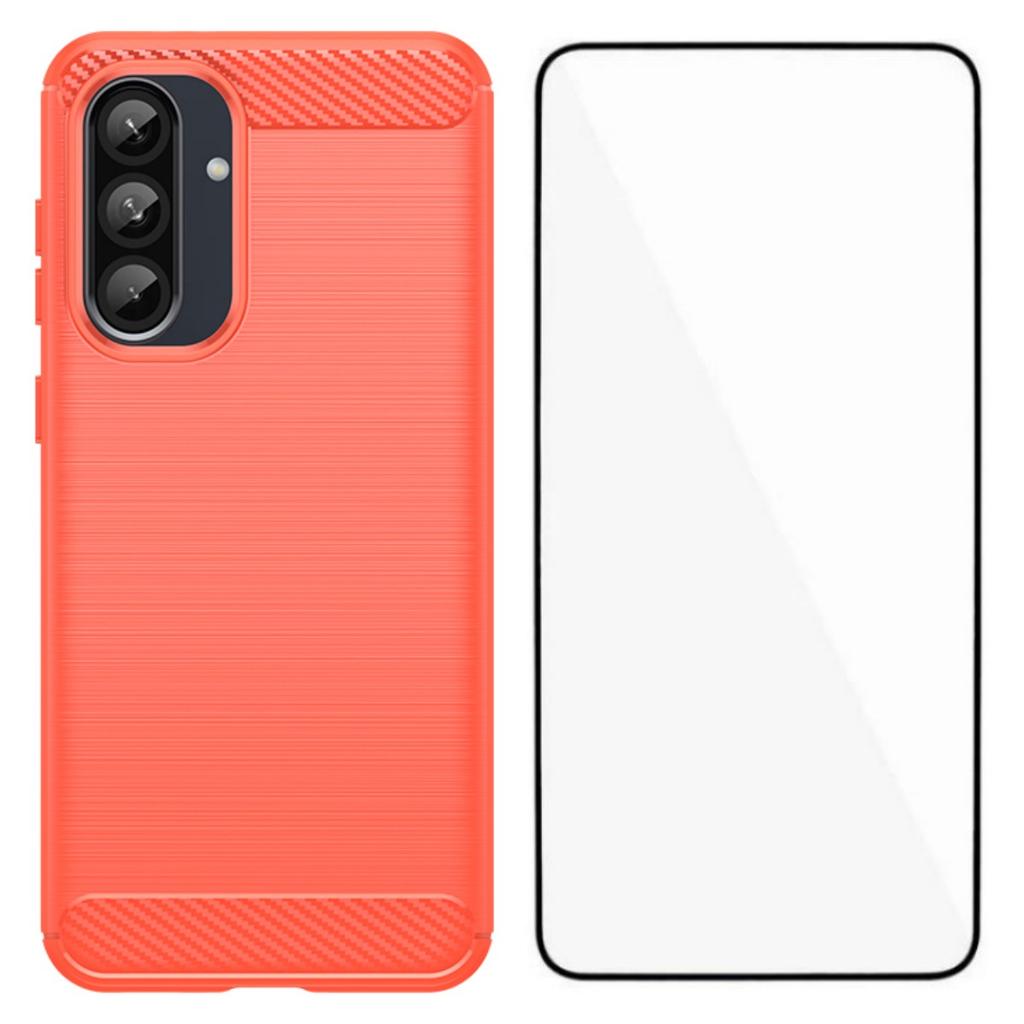 For Samsung Galaxy A36 5G Case with Screen Film WANLONFENG LS Series Big Lens Hole Brushed Texture TPU Phone Cover