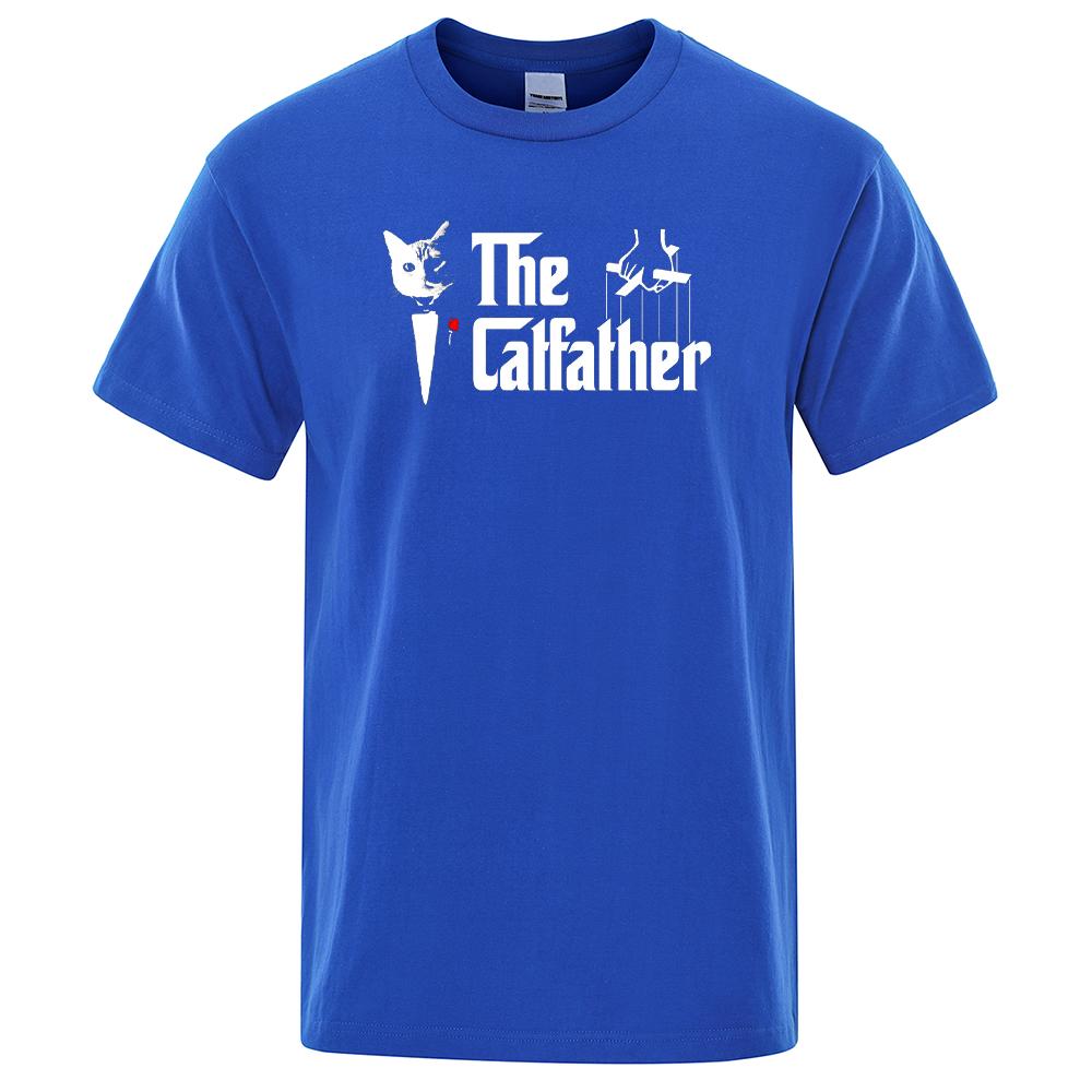 The Catfather Cat Cool Printing Man Tshirt Casual Comfortable T-Shirt Fashion Vintage Tee Shirts Oversized Casual T Shirts Men's