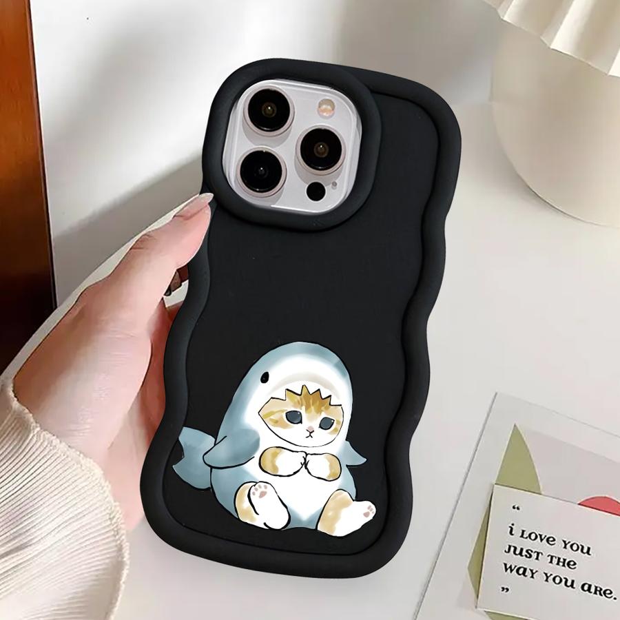 Case for iPhone 18 13 15 Plus XR 17 Air 16 Pro Max 11 14 8 12 Soft Phone Cover Shark Cat