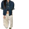 Korean Style Chic Retro Short Lapel Denim Jacket for Women