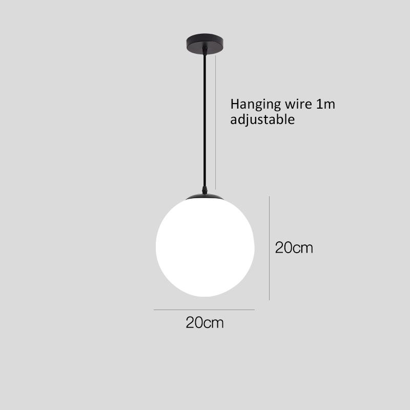 Gold/Black Glass Ball Pendant Lights White Globe Hanging Lamps Bar Restaurant Deco Luminaire Bedroom Light LED Pendant Lamp