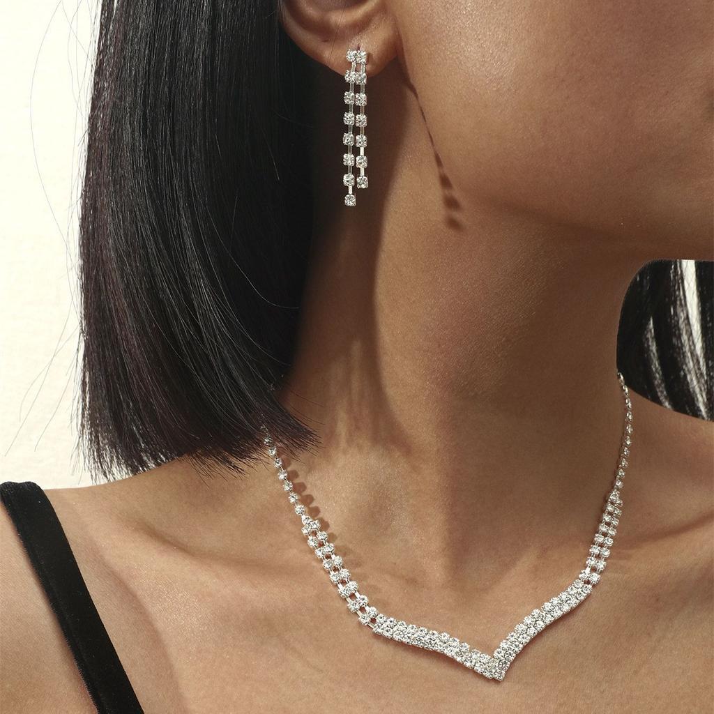 Stylish and Simple Earrings, Necklace Set, Two-piece Jewelry